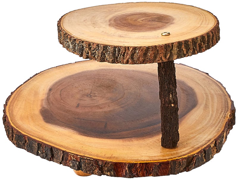 Lipper International Acacia 2-Tier Tree Bark Server for Meats, Cheeses, and Crackers,Acacia Tree Bark, 14"L x 14"W x 8"Th - Image 4